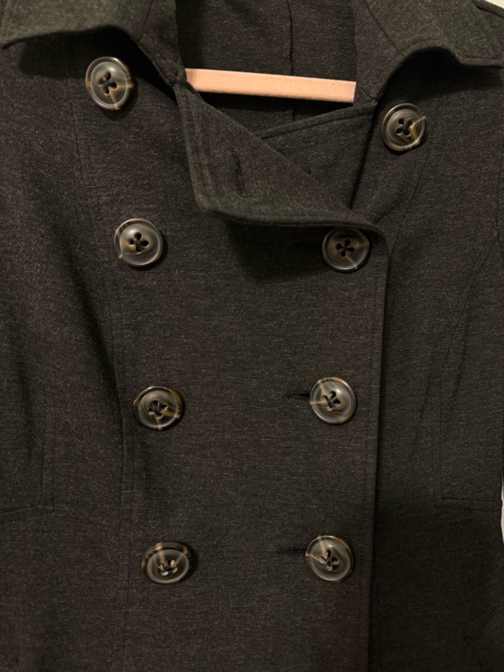 CAbi Ponte Knit Double Breasted Trench Pea Coat XS Dark Grey Charcoal Casablanca - Picture 7 of 16